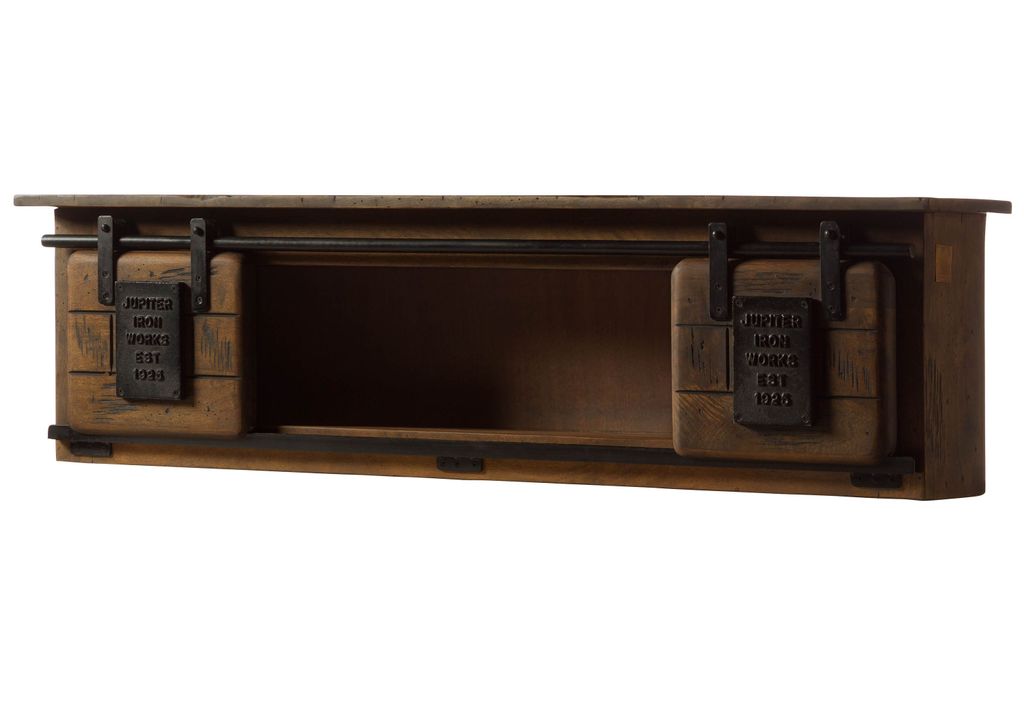 MASSIVMOEBEL24 Wandregal Mango 130x25x35 braun lackiert RAILWAY #465
