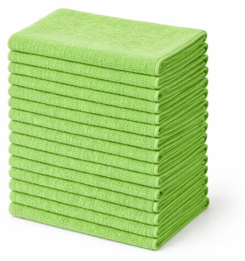 30er Set Mikrofasertücher 38x38 cm 210g/m² Trockentuch - Farbe Grün - Poliertuch Autopflege Reinigungstuch Autotuch Fenstertuch fusselfrei saugs...