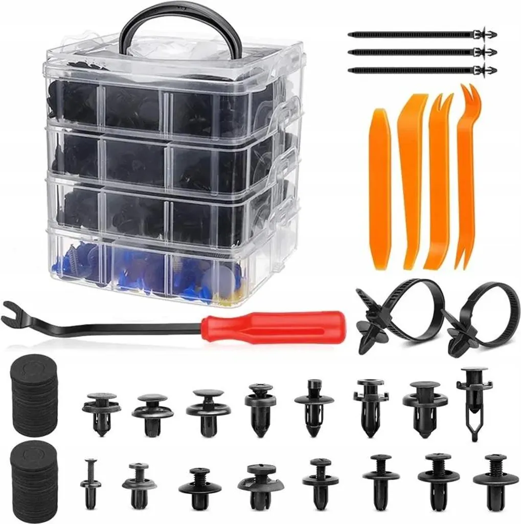 Kit 680 Clip Tappezzeria Auto Universali - Rivetti in Nylon per Carrozzeria