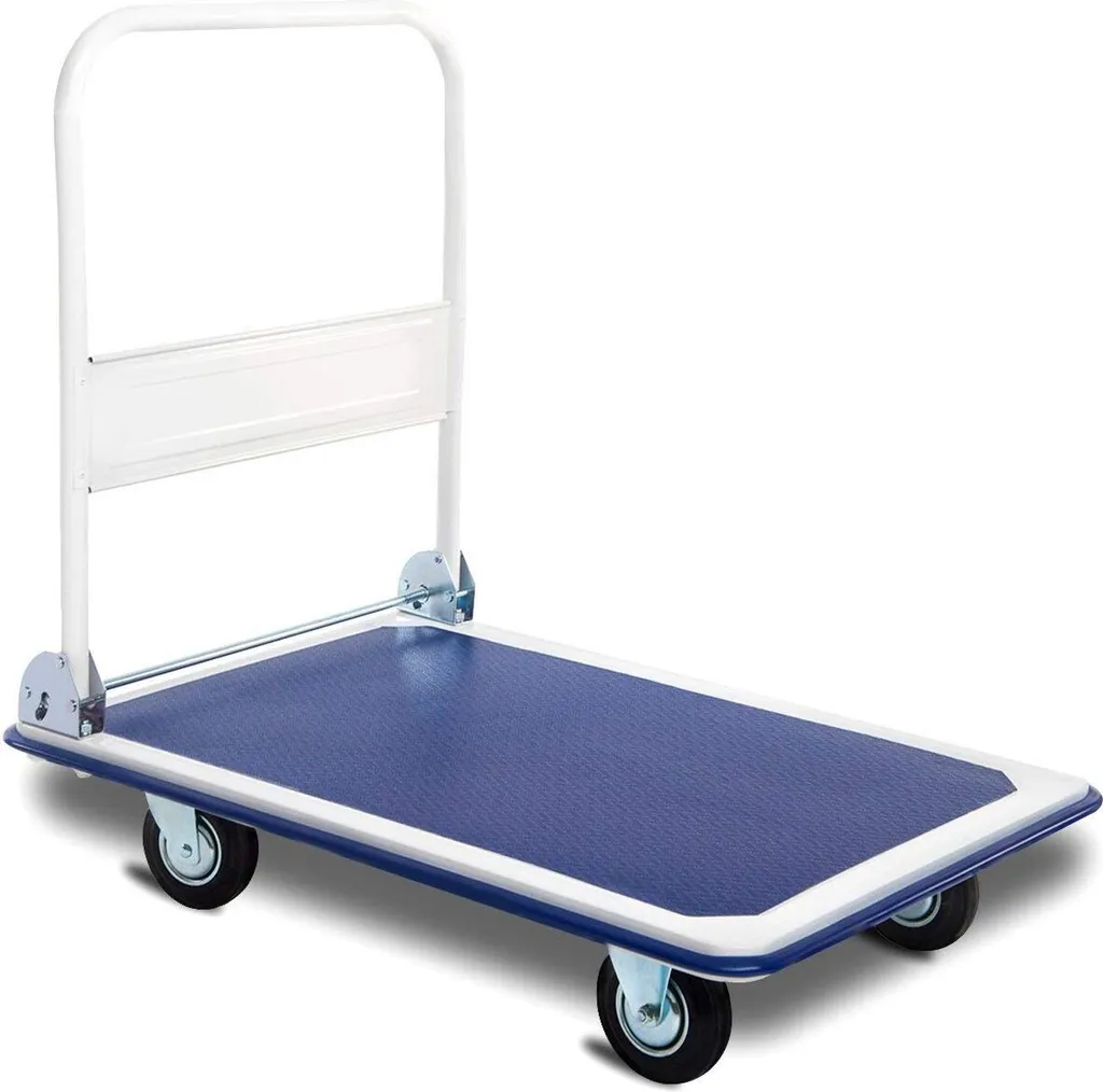 Chariot de transport pliant 300kg avec roulettes silencieuses et stables