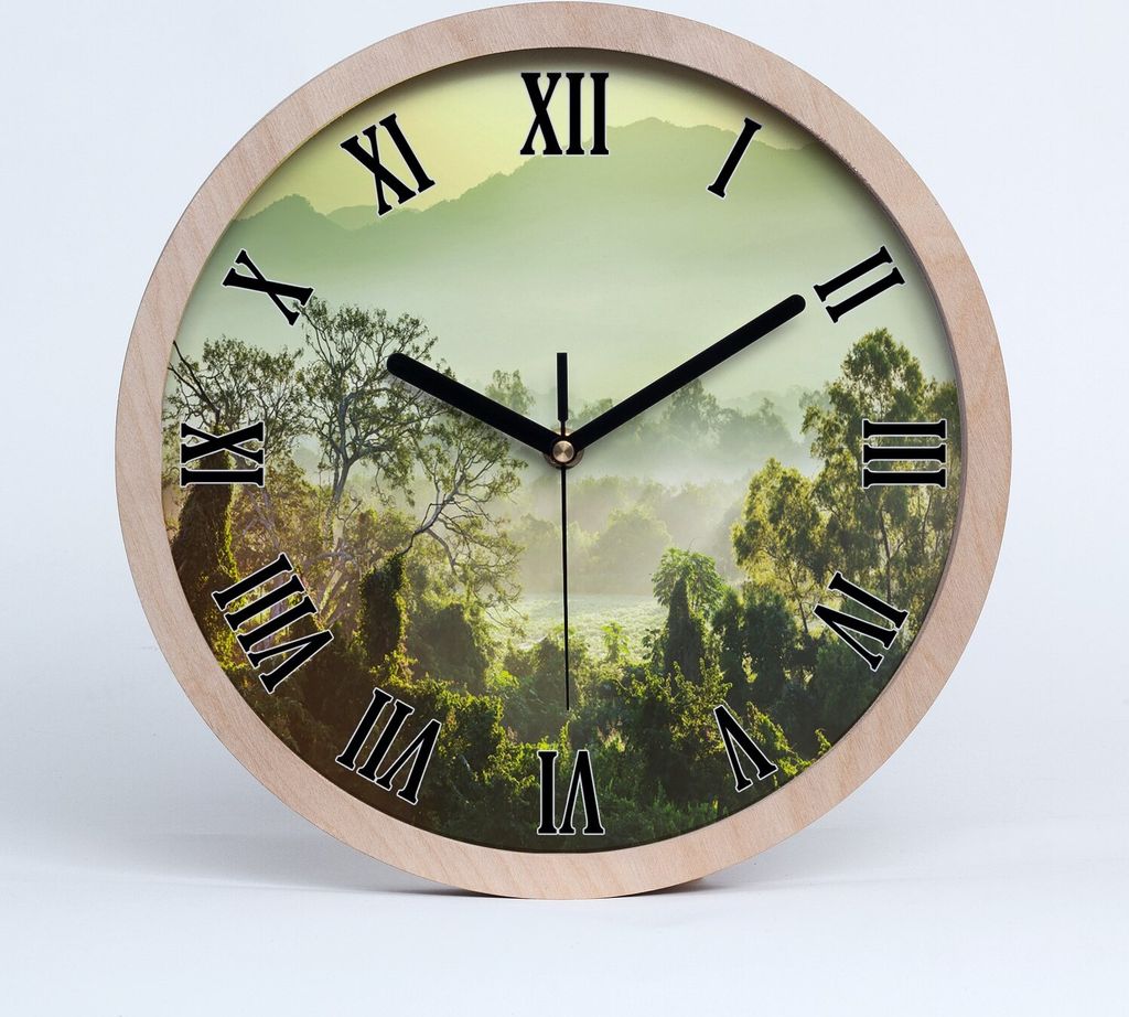Holzuhr 20fi cm wanduhr - schwarze Spitzen - Dschungel