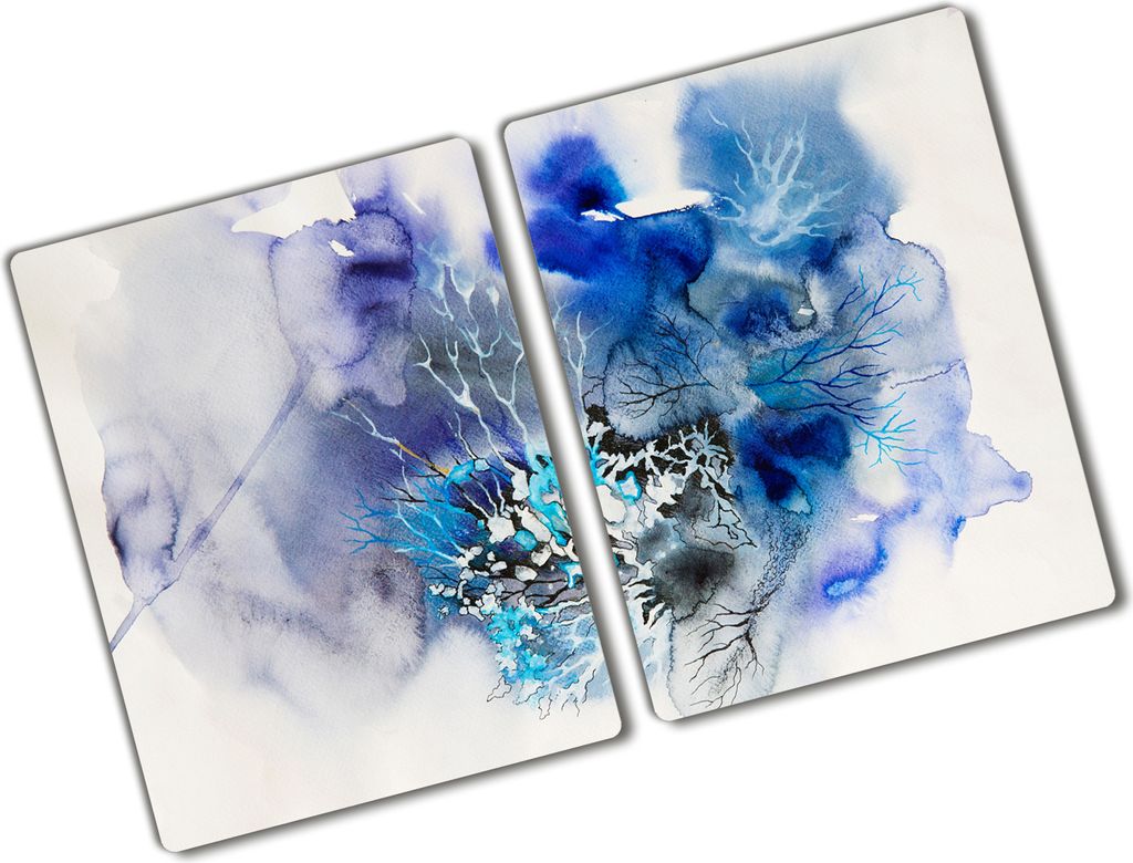 Tulup Glas Herdabdeckplatte - 2x40x52 cm - Glaskeramikkochfeld-Abdeckung Spritzschutz Glasabdeckplatte Kochplattenabdeckung und Schneidebrett - Zwe...