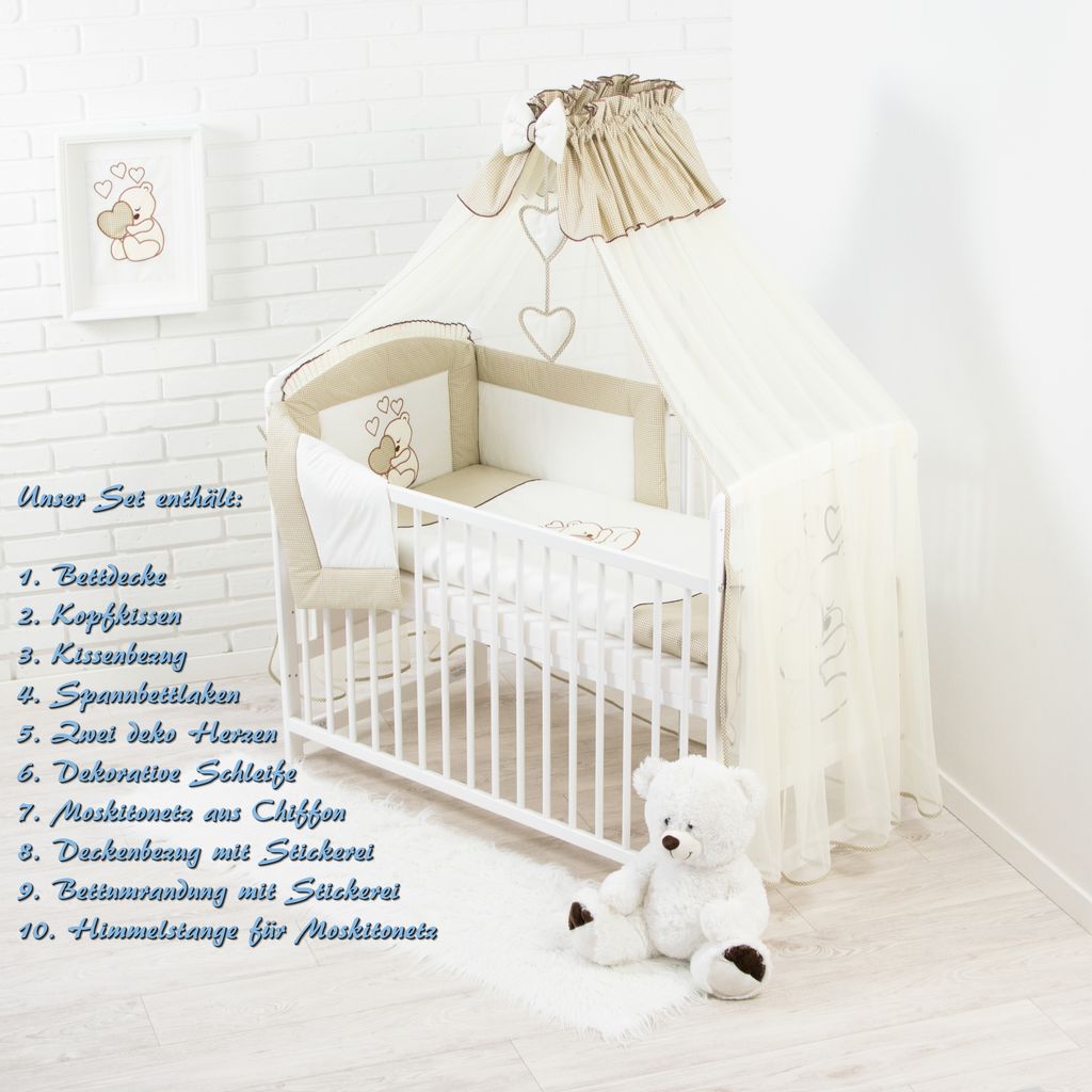Baby Comfort Set Biancheria Letto Per Culla 4 Pezzi 80x70 Cm | Morbido Cotone Per Neonati Modello 19