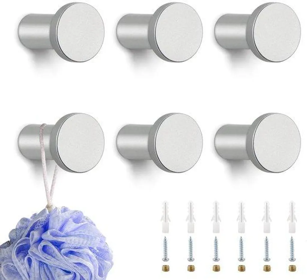 Patère murale noire lot de 6 crochets inox 35mm pour chambre d'enfant