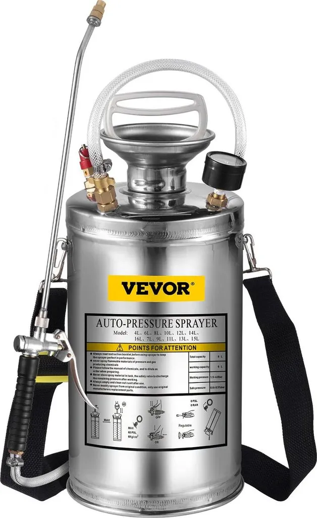 Spruzzatore Acciaio Inox 6L Professionale per Giardino e Pulizia