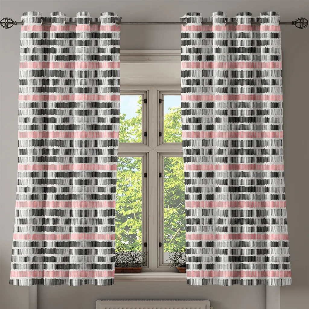 Rideau design graphique à œillets 280x175 cm motif abstrait dessiné main - 2