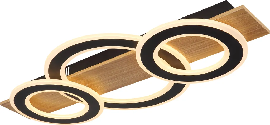 Plafonnier LED en bois et verre opale à 3 flammes - Luminaire Nature