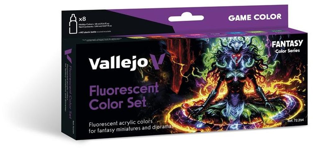 Vallejo 72.214 - Set de colores fluorescentes, 8 tubos de Imagen del producto 