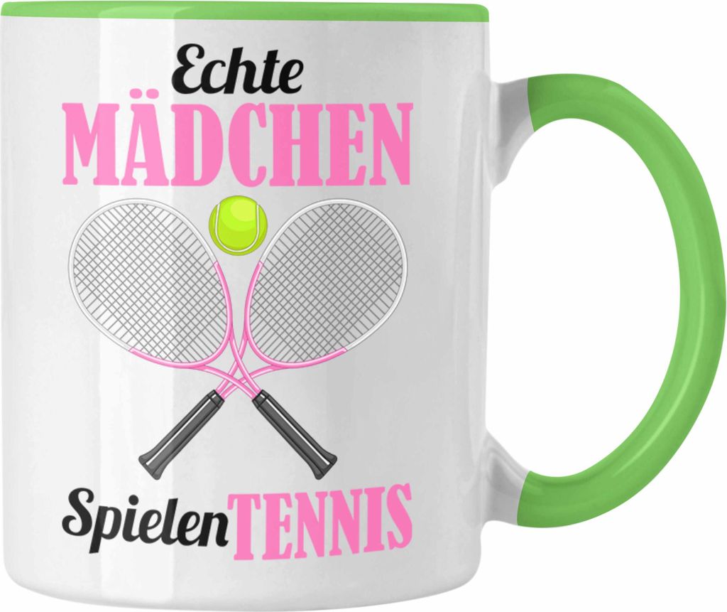Trendation - Tennis Mädchen Frauen Geschenk Trainer Coach Tennisspielerin Geschenkidee Kaffeetasse (Grün)