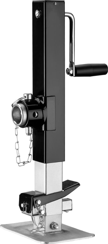 Wiltec Stützfuß 900 kg Kurbel seitlich mit Rohrhalterung, höhenverstellbare Anhängerstütze mit Fußpedal, Abstellstütze für Wohnwagen und An...