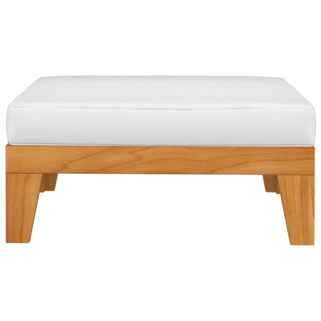Poggiapiedi modulare con cuscini bianco-crema in legno massiccio di acacia - 3
