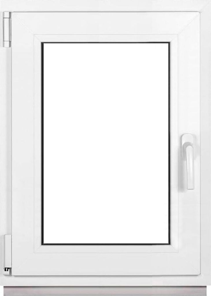A white window frame with a clear glass pane.