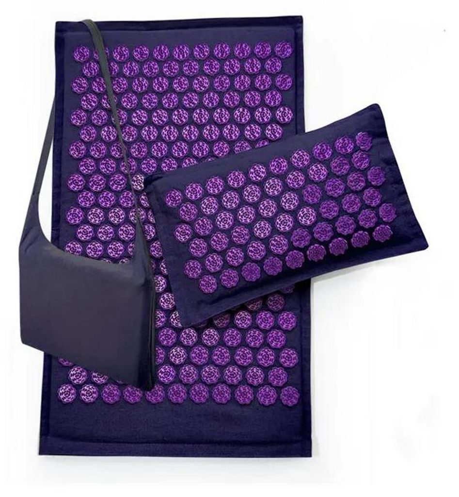 Akupressurmatte Set - Nagelmatte & Kissen - Kokosfaser (Coir) - Stärke 10 mm Für Anfänger - Lotus-Spitzen - Mit Tasche - Gold