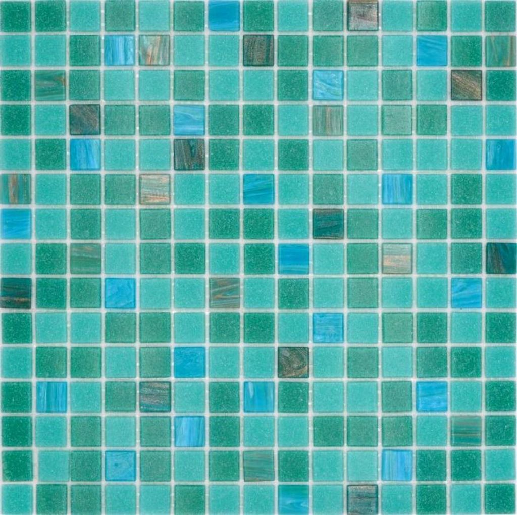 Glasmosaik Poolmosaik Schwimmmosaik Türkis Grün Mix Kupfer changierend MOS200-SMT