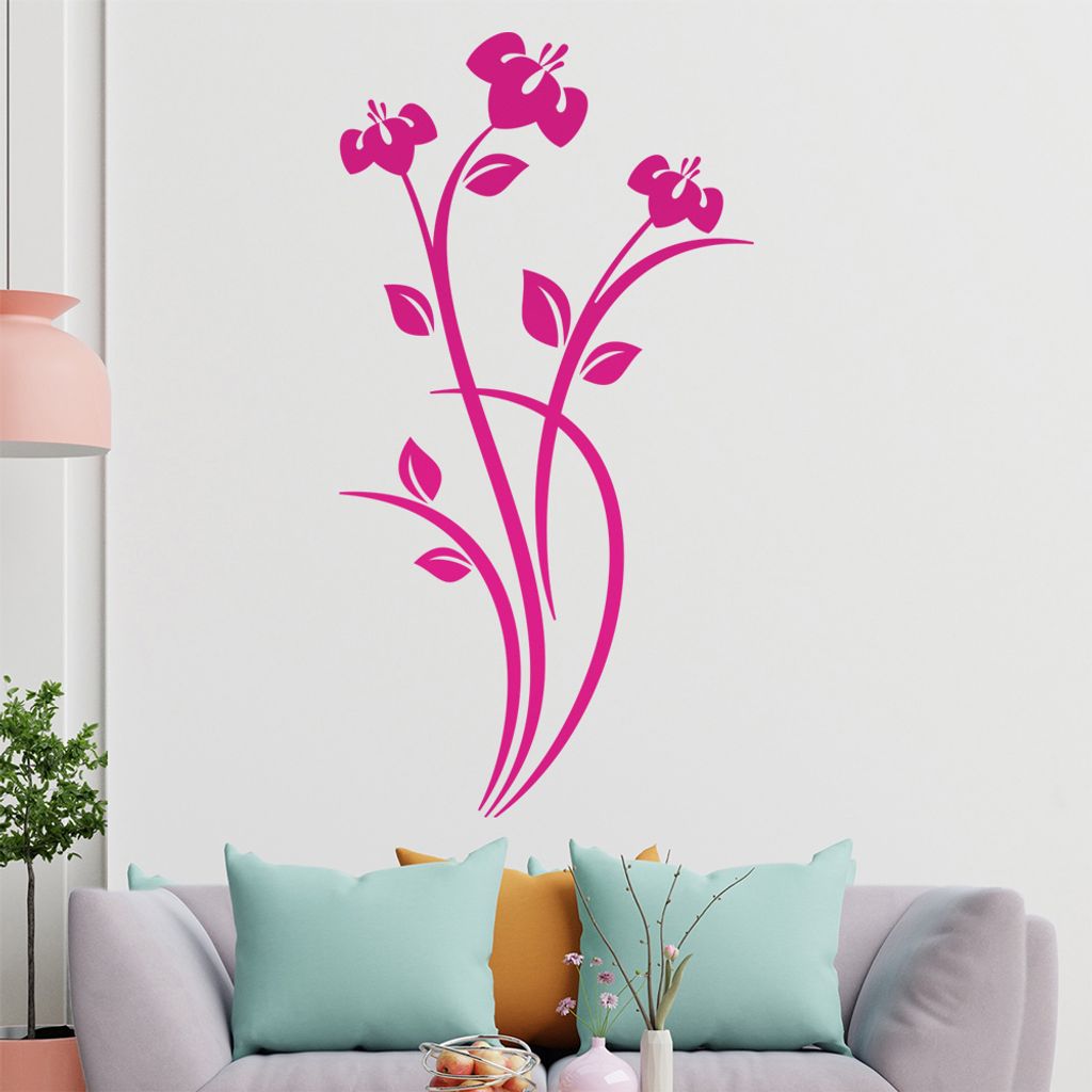 Blüten - Blätter - Pflanze Wandtattoo in 6 Größen - Wandaufkleber Wall Sticker - Dekoration, Küche, Wohnzimmer, Schlafzimmer, Badezimmer
