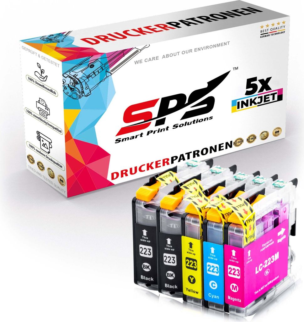 5er Multipack Set kompatibel für Brother DCP-J4120DW (DCPJ4120DWG1) Druckerpatronen LC-223