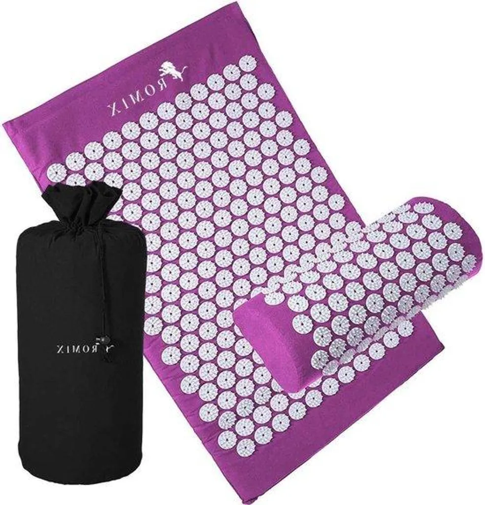 Tapis de massage acupression pour détente musculaire - Pack complet violet