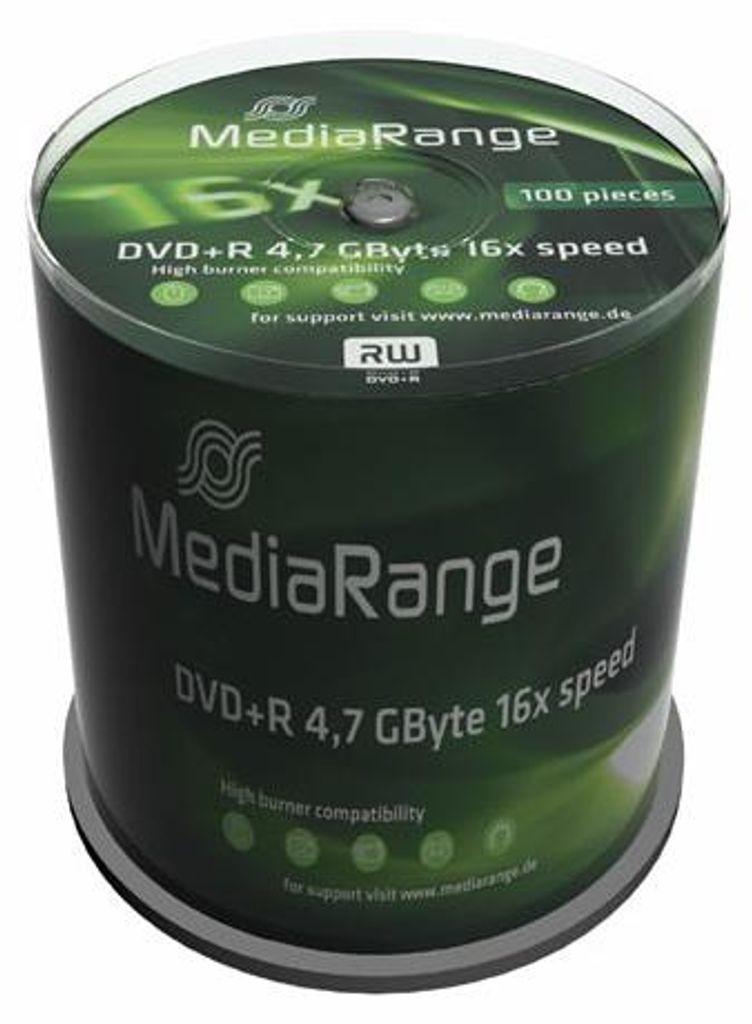 MediaRange MR443 MediaRange DVD+R 4.7GB 100pcs Spindel 16x Immagine del prodotto 