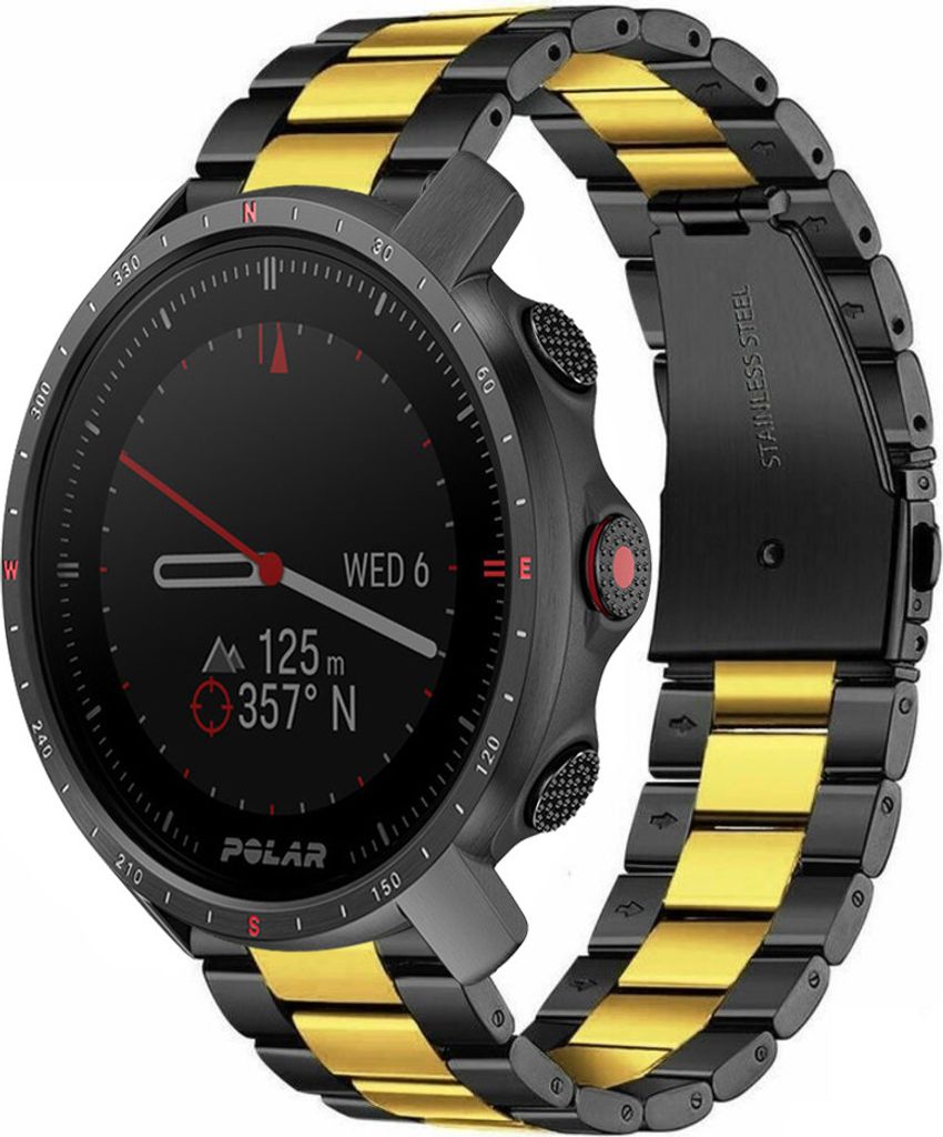 Strap-it Stahlarmband - Kompatibel mit Polar Grit X ProArmband Ersatzarmband Edelstahl Armband mit faltschließe Sportuhr zubehör für smartwatch ...