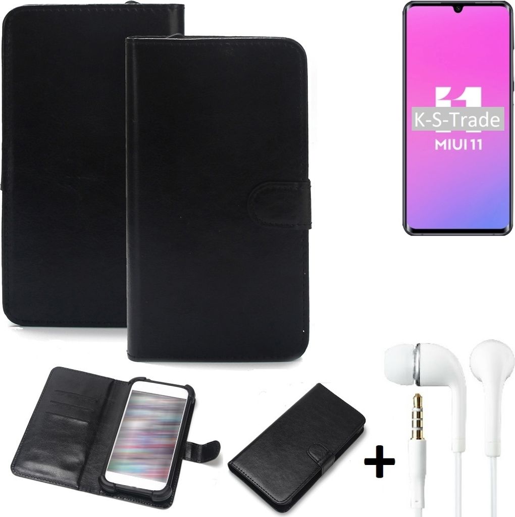 K-S-Trade Wallet Case Handyhülle kompatibel mit Xiaomi Mi Note 10 Lite Schutzhülle Flip cover Flipstyle Tasche Hülle Flipcover Slim Bumper schwarz