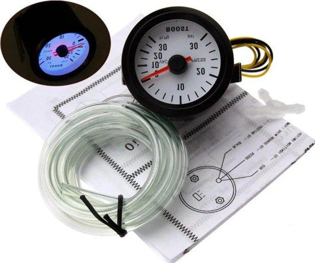 Manomètre Pression Turbo 52 mm : Écran LED Bleu pour Tuning et Sport