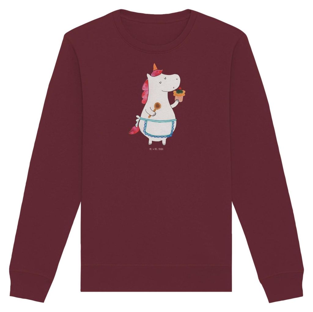 Mr. & Mrs. Panda Baumwoll Sweatshirt Einhorn Küche Größe S - Burgundy - Geschenk, Pullover, Einhörner, Unicorn, Organic, Sweater, Pulli, Kuchen...