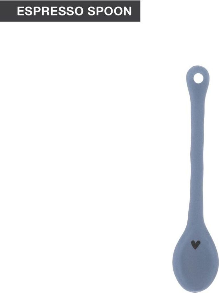 Espressolöffel Iris Blue matt blau L. 10cm mit Herz Keramik Bastion Collections