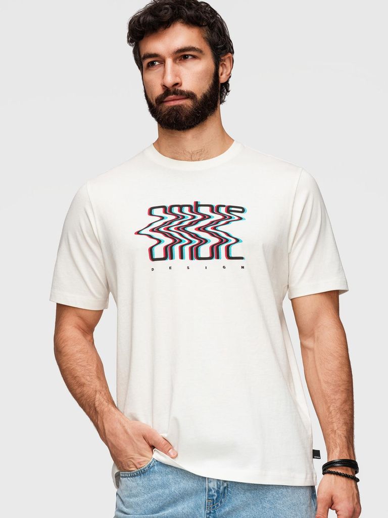 OMBRE T-Shirt Regular Fit Modern Style OM-TSPT-0286 white M