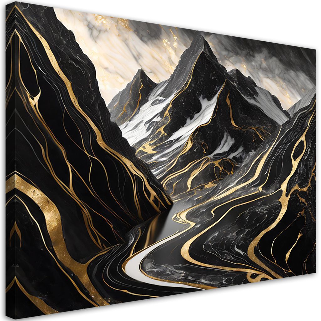 Leinwandbild Berge Abstrakt Glamour 120x80 Feeby Schwarz bild für die wand bereit zum aufhängen