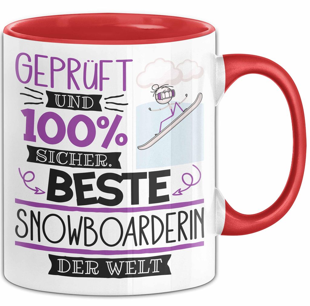 Beste Snowboarderin Der Welt Tasse Geschenk für Eine Snowboarderin Und Sicher Geschenkidee Geburtstag Weihnachten (Rot)