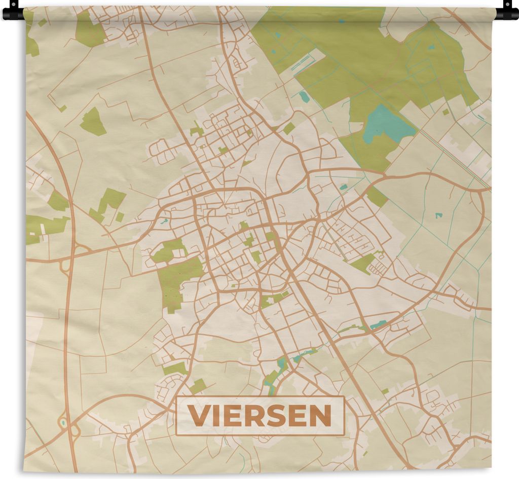 MuchoWow Wandteppich Wandbehang Vintage - Karte - Viersen - Stadtplan - Karte 90x90 cm Tapisserie Dekoration Wandtuch - Wandaufhänger