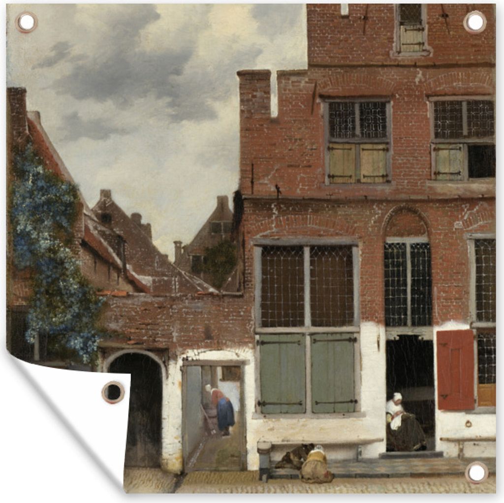 MuchoWow 100x100 cm Outdoor-Poster Gartendeko Sichtschutz Garten Poster für den Garten Die kleine Straße - Johannes Vermeer
