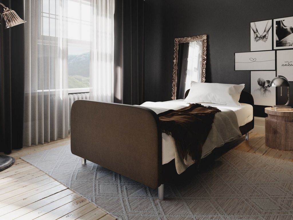 Bett für Teenager mit Metallbeinen 90x200 HENRYK 3 – braun