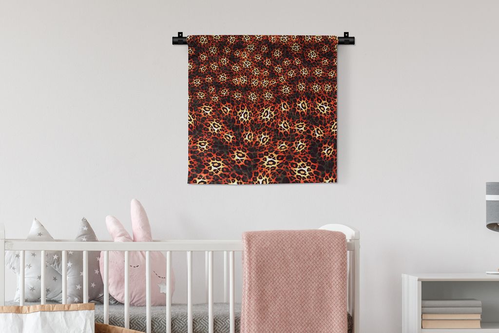 MuchoWow Wandteppich Wandbehang Leopard - Muster - Orange 60x60 cm Tapisserie Dekoration Wandtuch - Dekorationen - Wand Decke