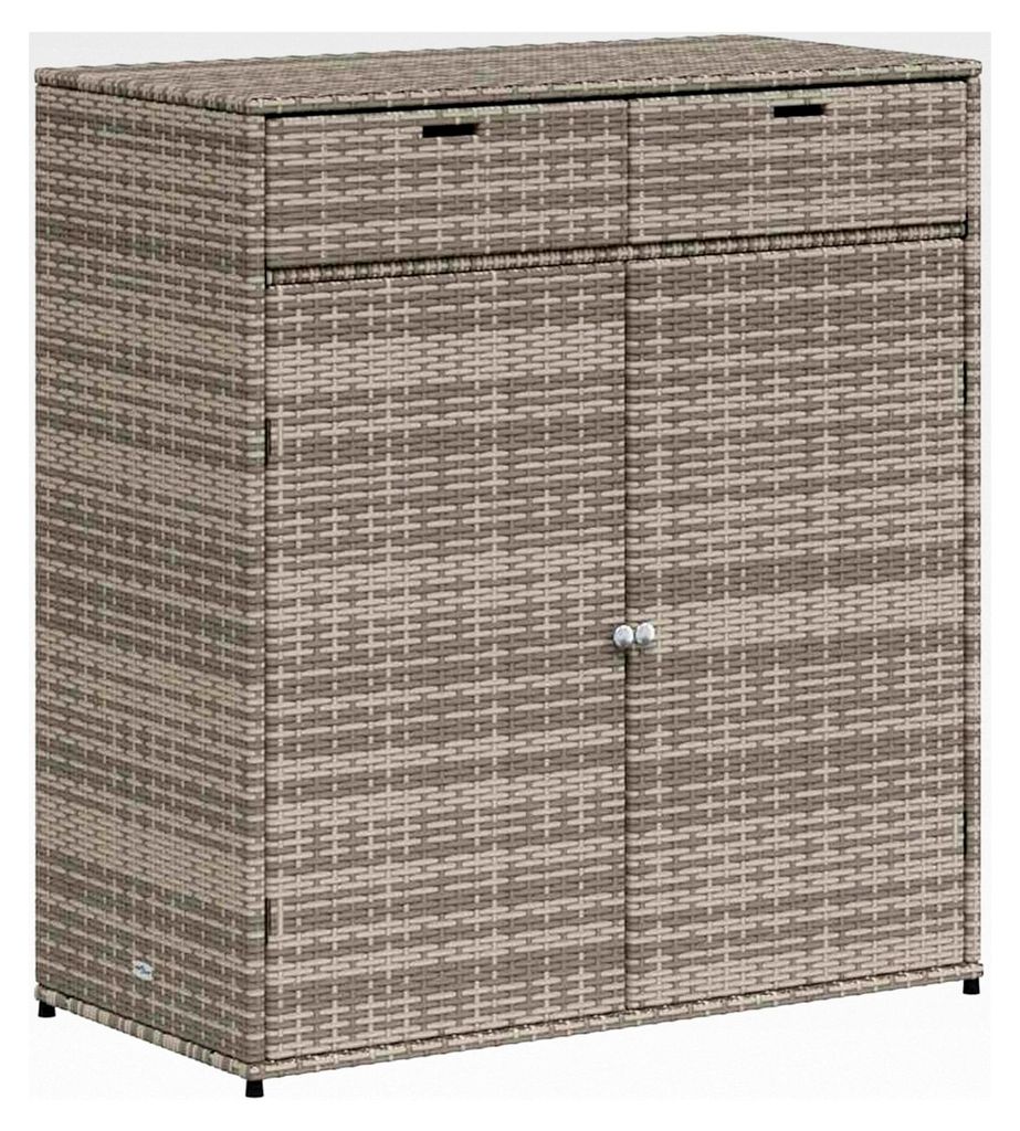 Gartenschrank Grau 105x55x113 cm aus Poly Rattan