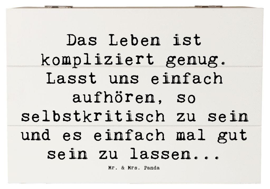 Mr. & Mrs. Panda holzschachtel Spruch Selbstzweifel Abschalten 22 x 15 cm - Weiß - Geschenk, Selbstwertgefühl, Kiste, Motivation, Schatulle, Holz...