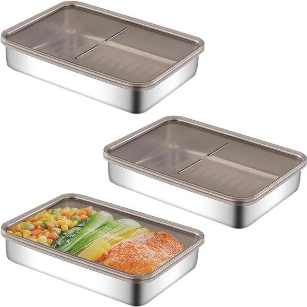 Boîte de conservation inox 19,5 x 14 x 4 cm avec couvercle fraîcheur