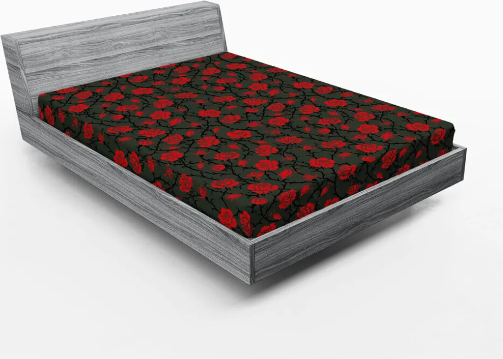 Lenzuolo con Angoli ABAKUHAUS Rose Rosse e Antracite 180x200 Bosco