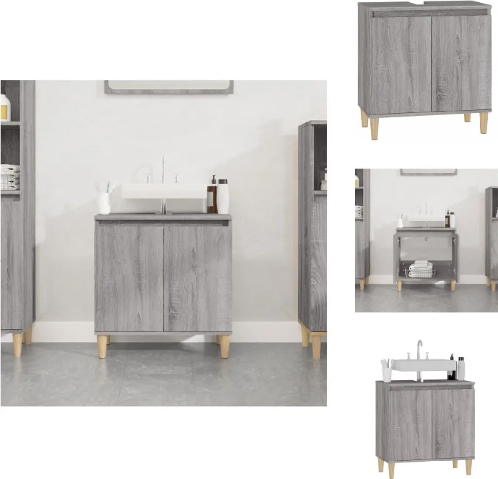 vidaXL Mobiletto grigio Sonoma 58x33x60 cm in legno - Mobiletti da bagno