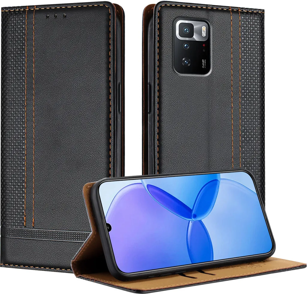 Cover Sottile Xiaomi Poco X3 GT Pelle Nera con Stand Integrato