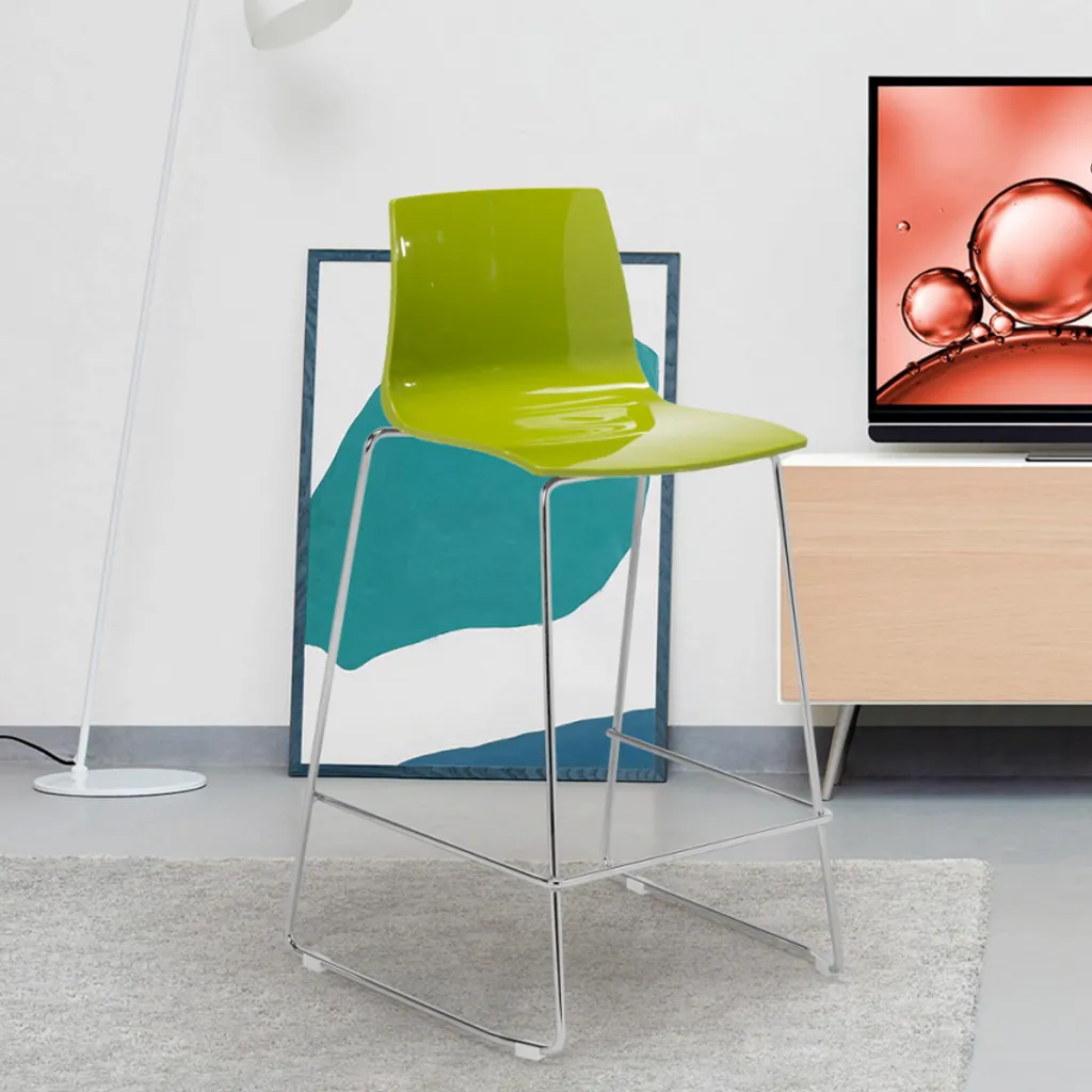 Tabouret de Bar 64 cm Empilable et Résistant - Grand Soleil Vert Anis Lux
