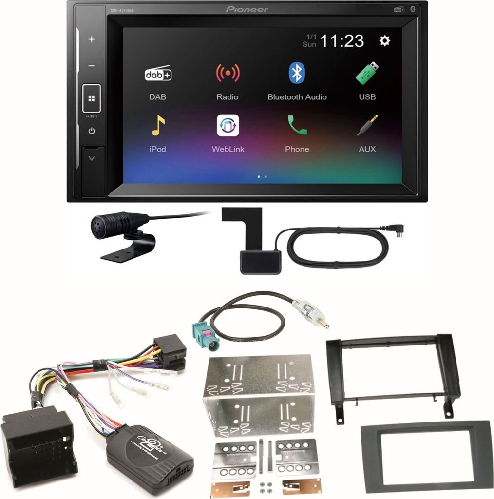 Pioneer DMH-A240DAB Digitalradio Bluetooth Einbauset für Mercedes SLK R171