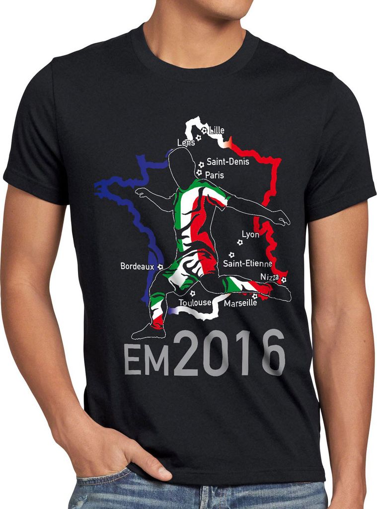 style3 EM 2026 Italien Fan Herren T-Shirt Frankreich alle Spielorte