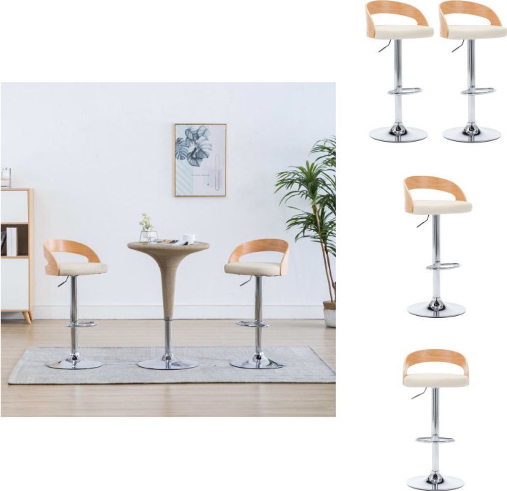 vidaXL Barová židle 2 ks. Krémově bílá Imitace kůže a Obrázek produktu 