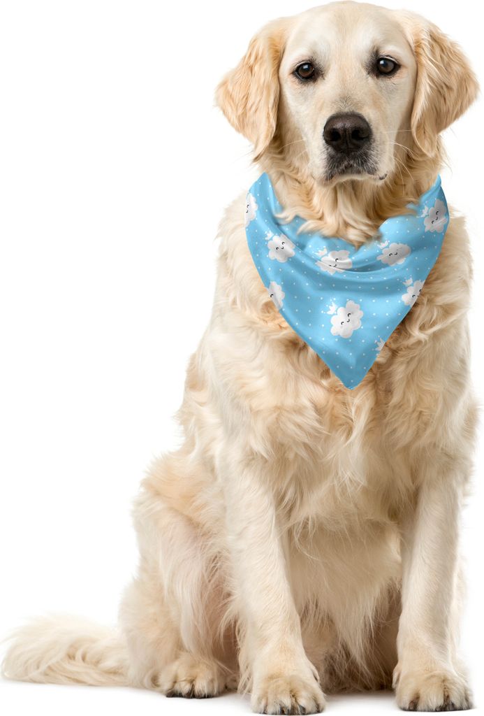 ABAKUHAUS Blau und weiß Haustier Bandana, Tupfen Wolken, 40x40 cm, Hellblau und Weiß