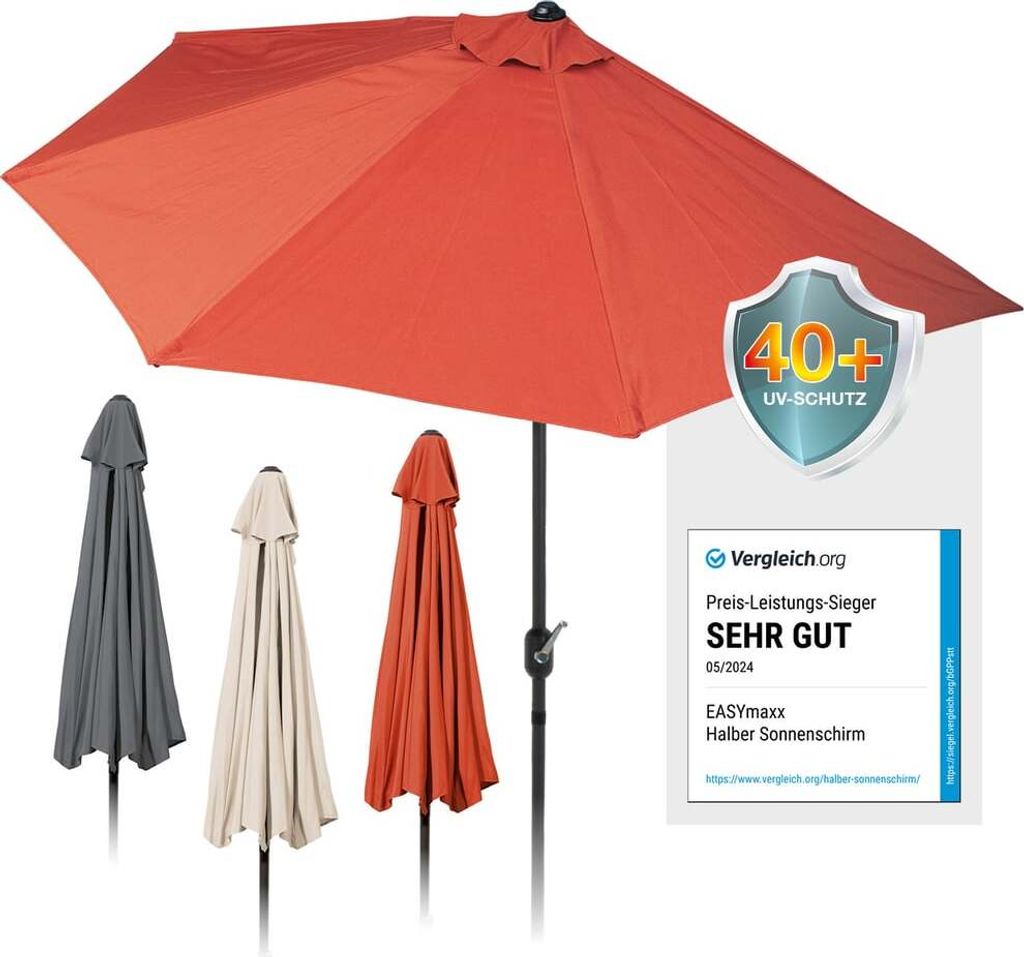 EASYmaxx Sonnenschirm mit UV-Schutz - halbrund  270x140 cm Produktbild 