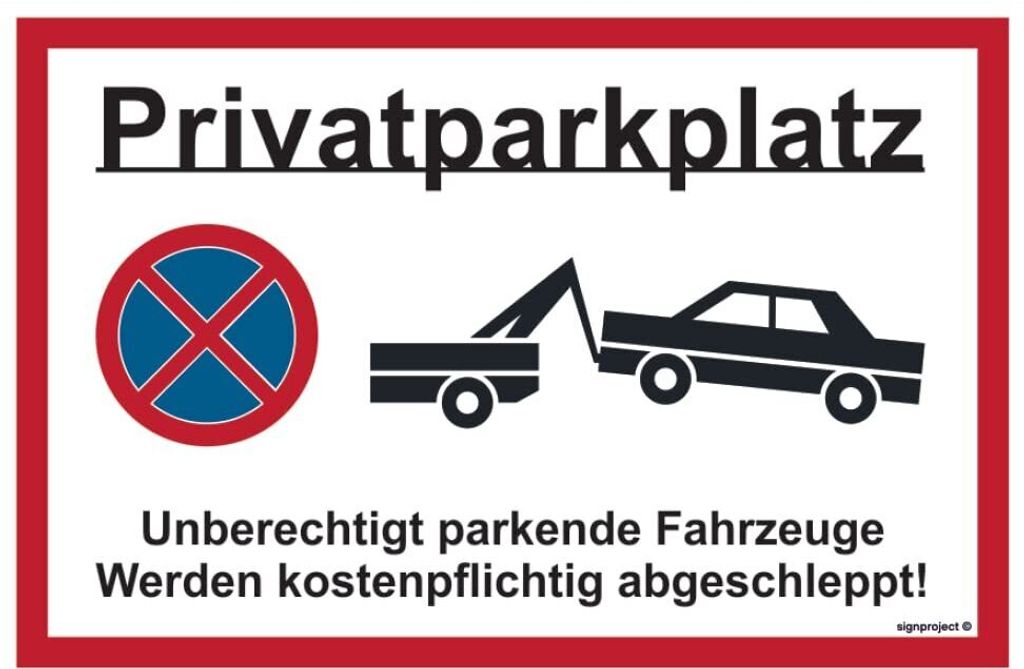 notlok Safety Work - 1x - Verbotsschild - Parken Verboten - 30x20cm | PVC Platte + Schaumstoffklebeband | Privatparkplatz Schild