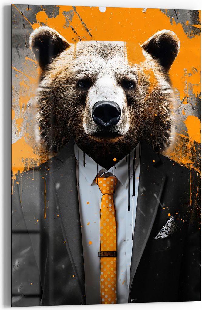 DEQOART Glasbild Echtglas 40x60 cm 'Wilder Gentleman' Wandbild Bild modern Deko