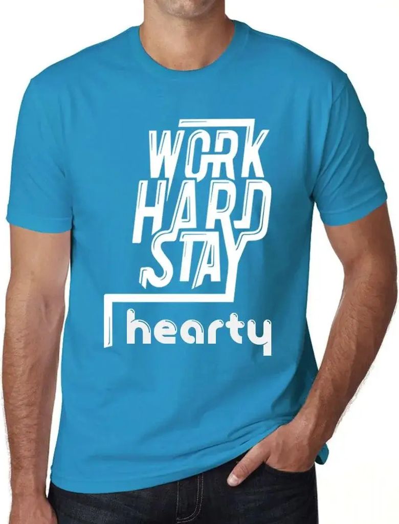 Herren Grafik T-Shirt Hart arbeiten und gesund bleiben – Work Hard Stay Hearty – Öko-Verantwortlich Vintage Jahrgang Kurzarm Lustige Druck Geb...