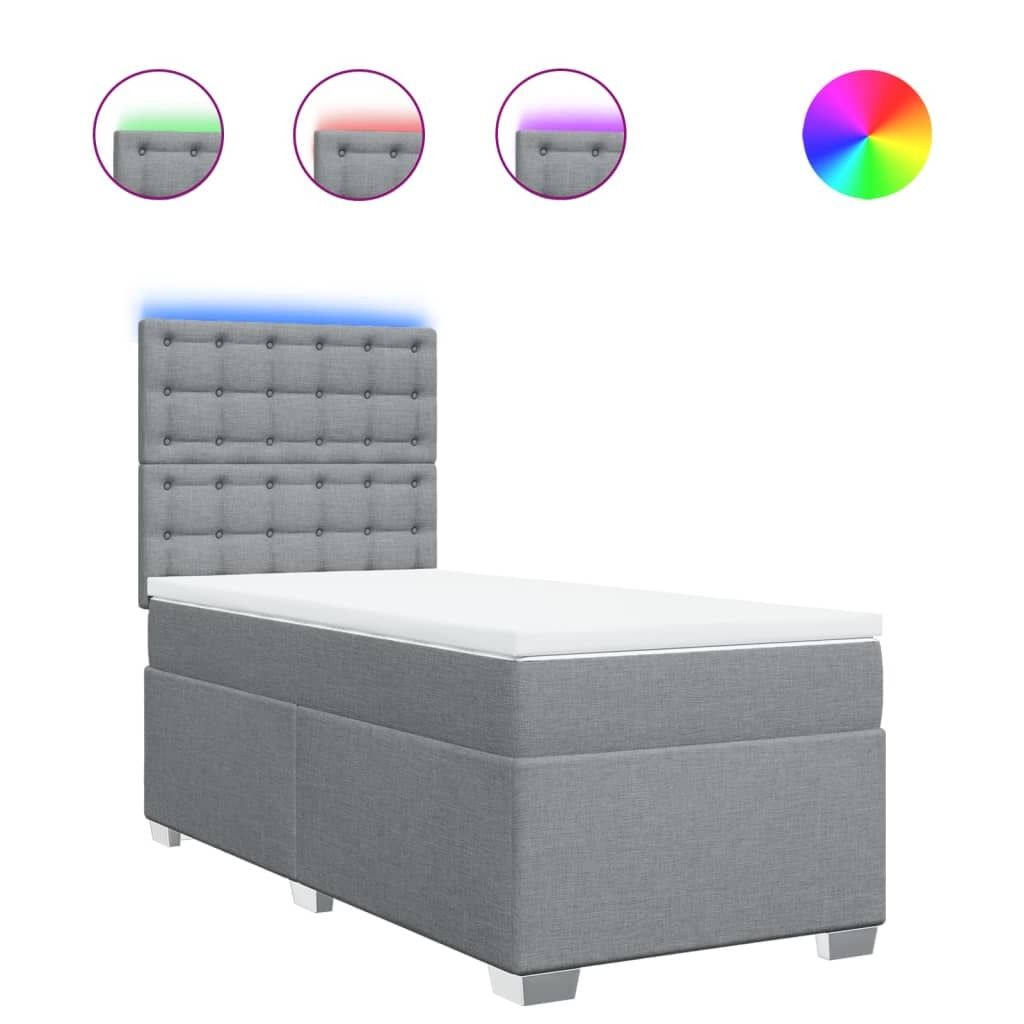 vidaXL Boxspringbett mit Matratze Hellgrau 80x200 cm Stoff